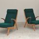 Paire de fauteuils ULUV bois et tissu vert bouclette