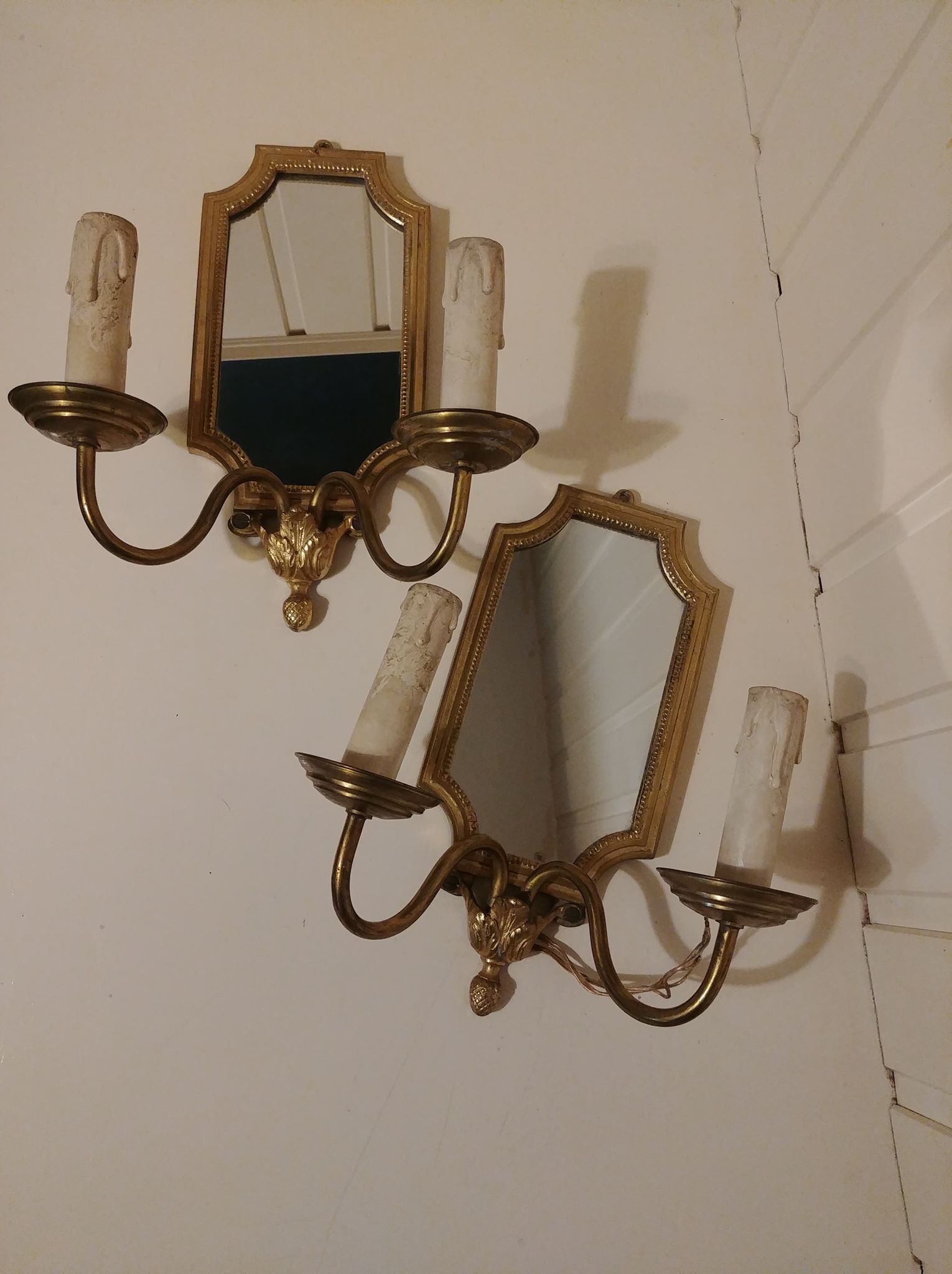 Pair of gold bronze wall lamps