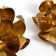 Pair of 70's gilded floral Regency wall or ceiling lamp with large leaves