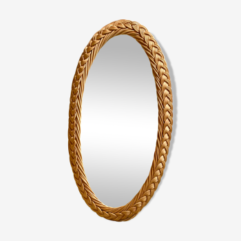 Braided rattan mirror