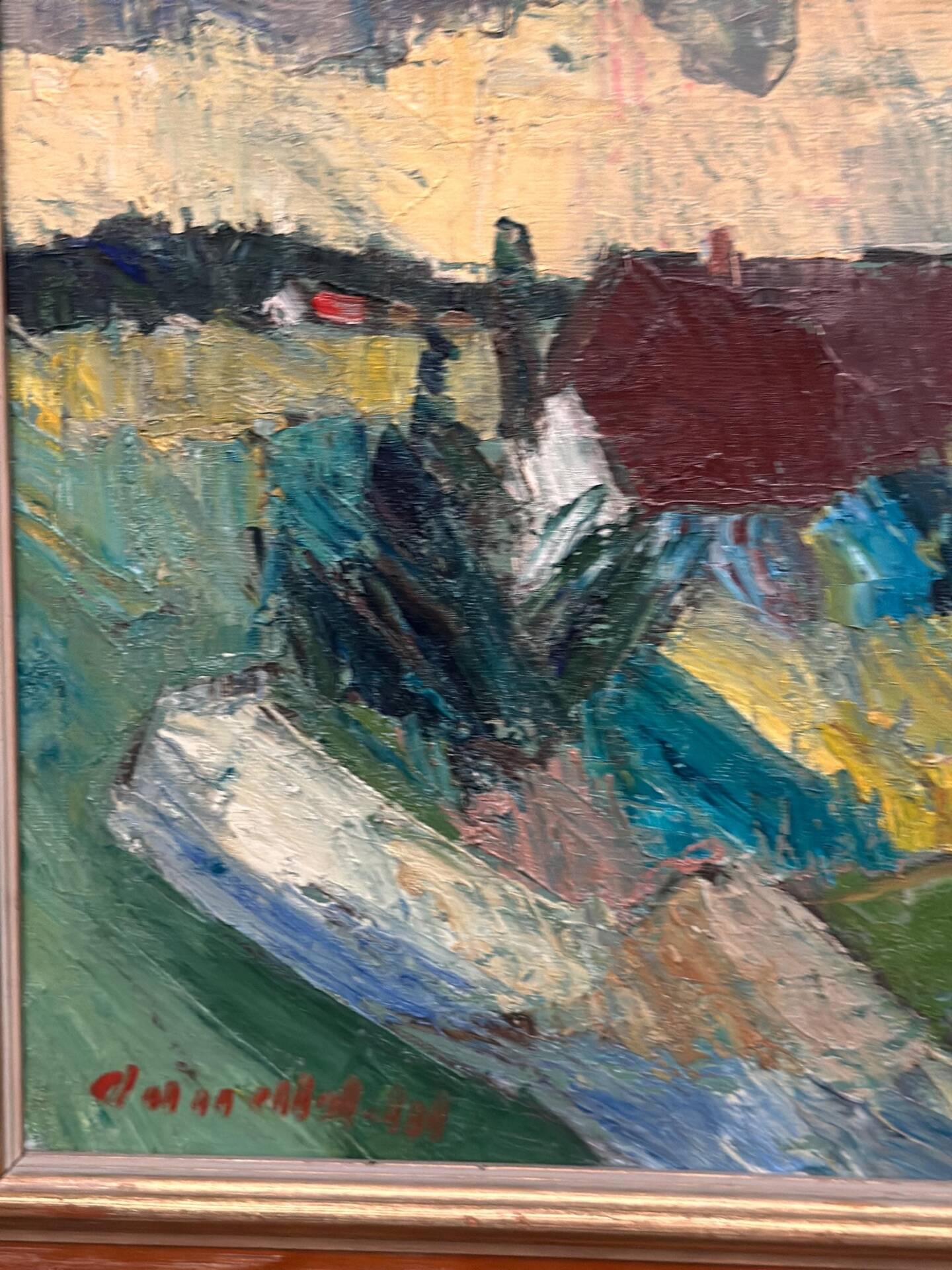 Huile sur toile suédoise – « Fermes » par Arnold William Pedersen