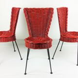 3 rattan and metal chairs 1950