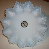 Opaline suspension draped from the 30s, blue and white