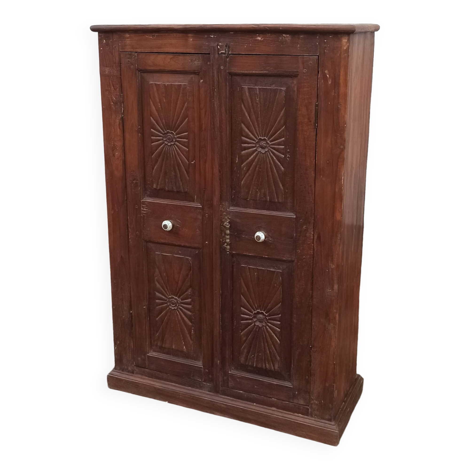 Old wooden cabinet with ceramic handles