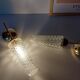 Pair of brass and glass wall lights