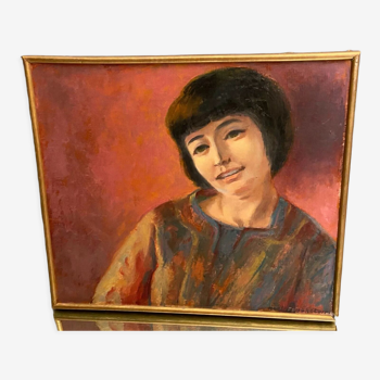 Tableau signé Noël Feuerstein 1904-1998 huile sur toile portrait jeune fille