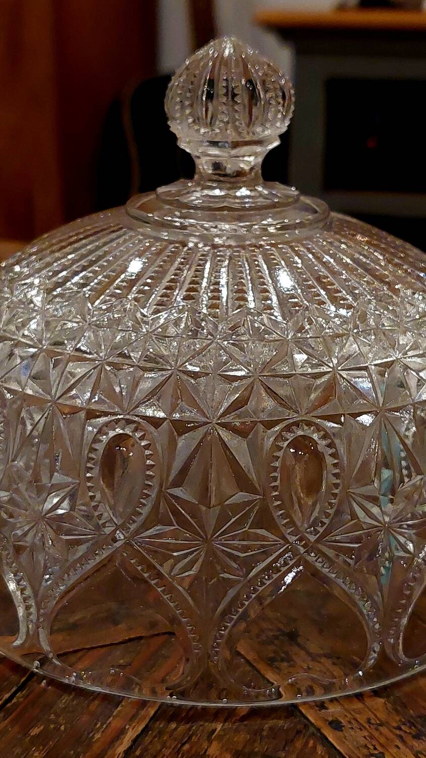 Vintage pressed glass bell jar