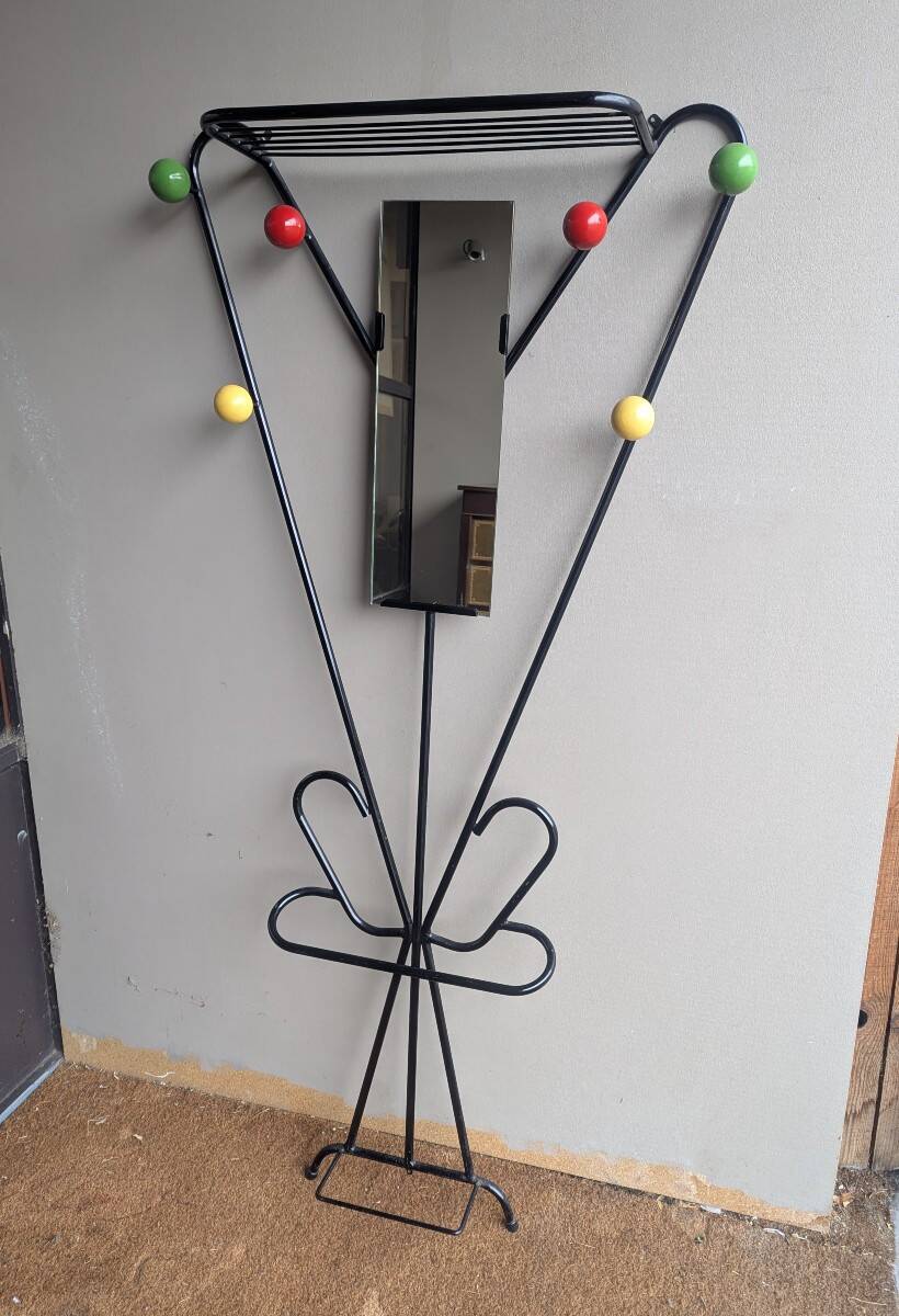 Large Wall Coat Rack from the 1950s-60s, Attributed to Roger Féraud