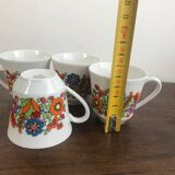 Set of 4 Bavaria 70's coffee cups with multicolored flowers