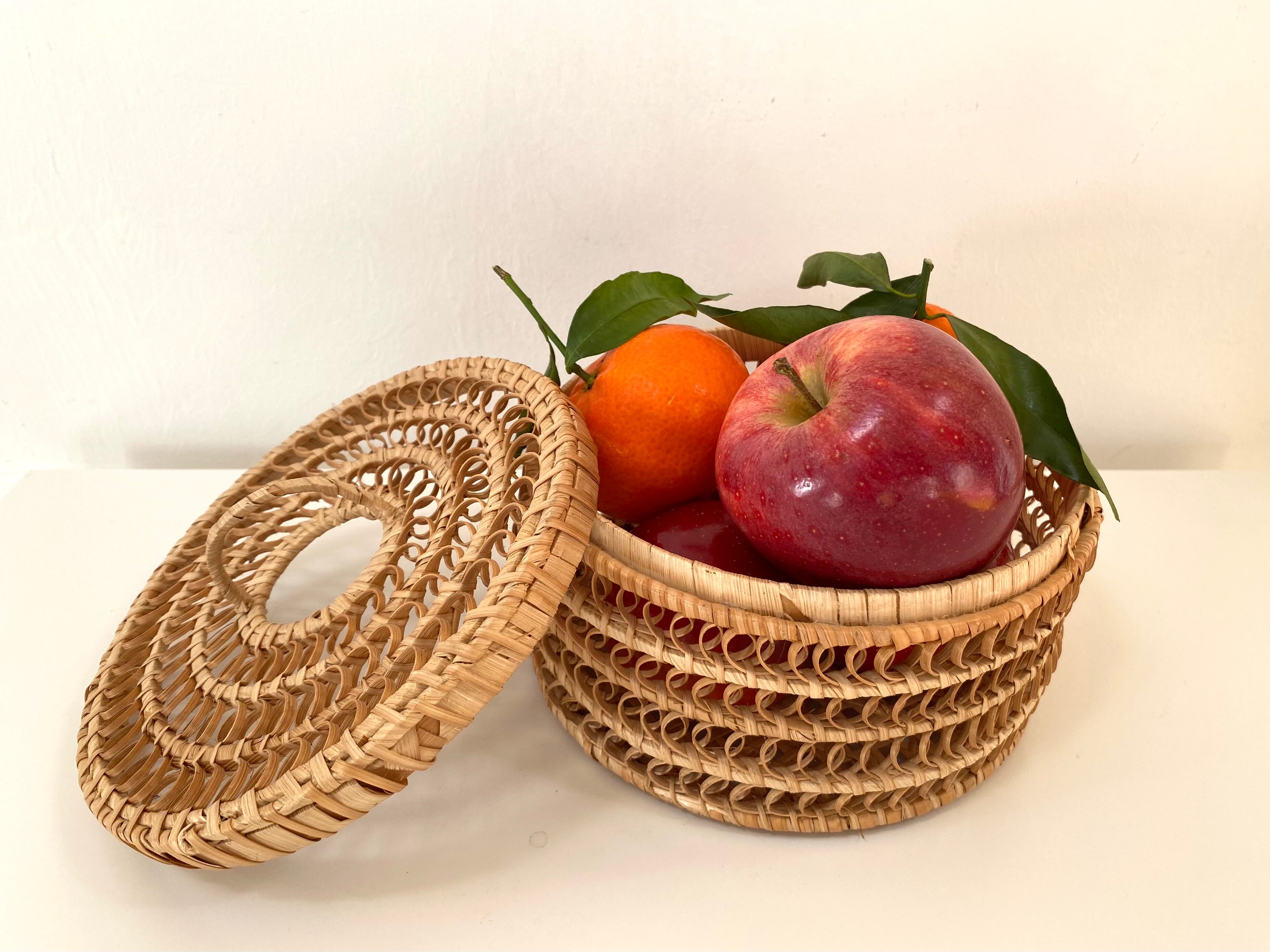 Vintage basket box in woven rattan