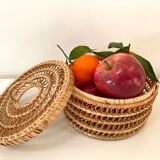 Vintage basket box in woven rattan
