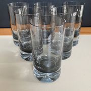 Set of 6 vintage smoked glasses with bubble feet from the 1970s.