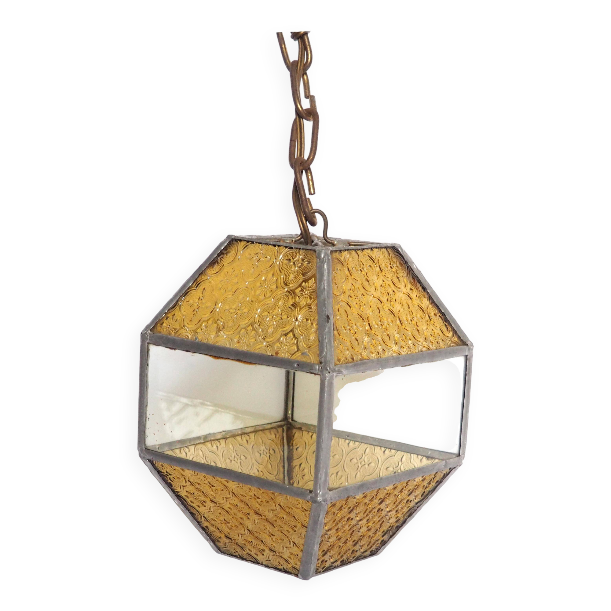 Amber Glass Grenade Lantern
