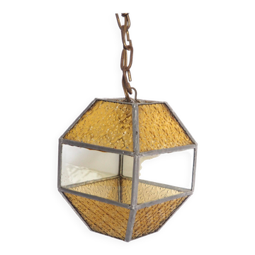 Lanterne grenade verre ambre