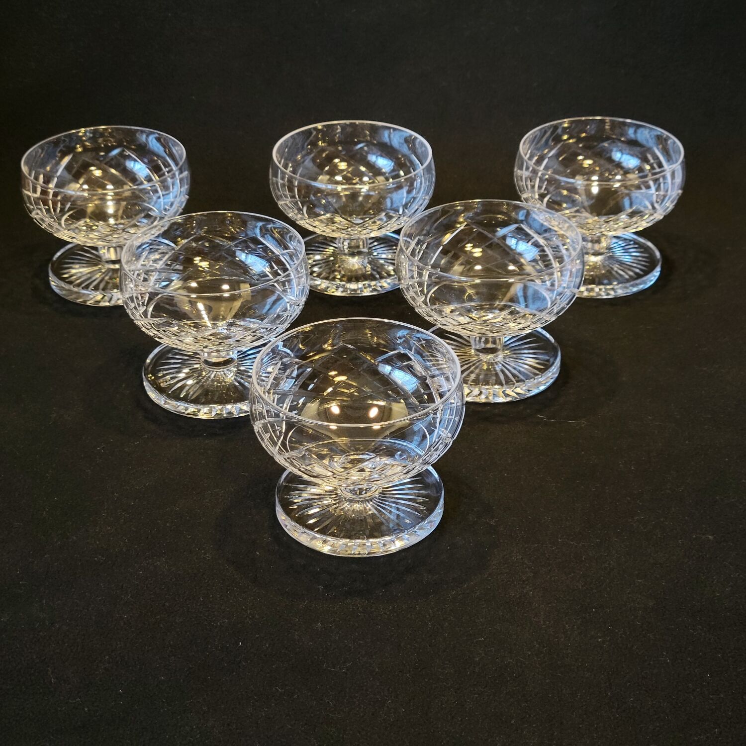 6 St Saint Louis champagne glasses Florian model in cut crystal 539