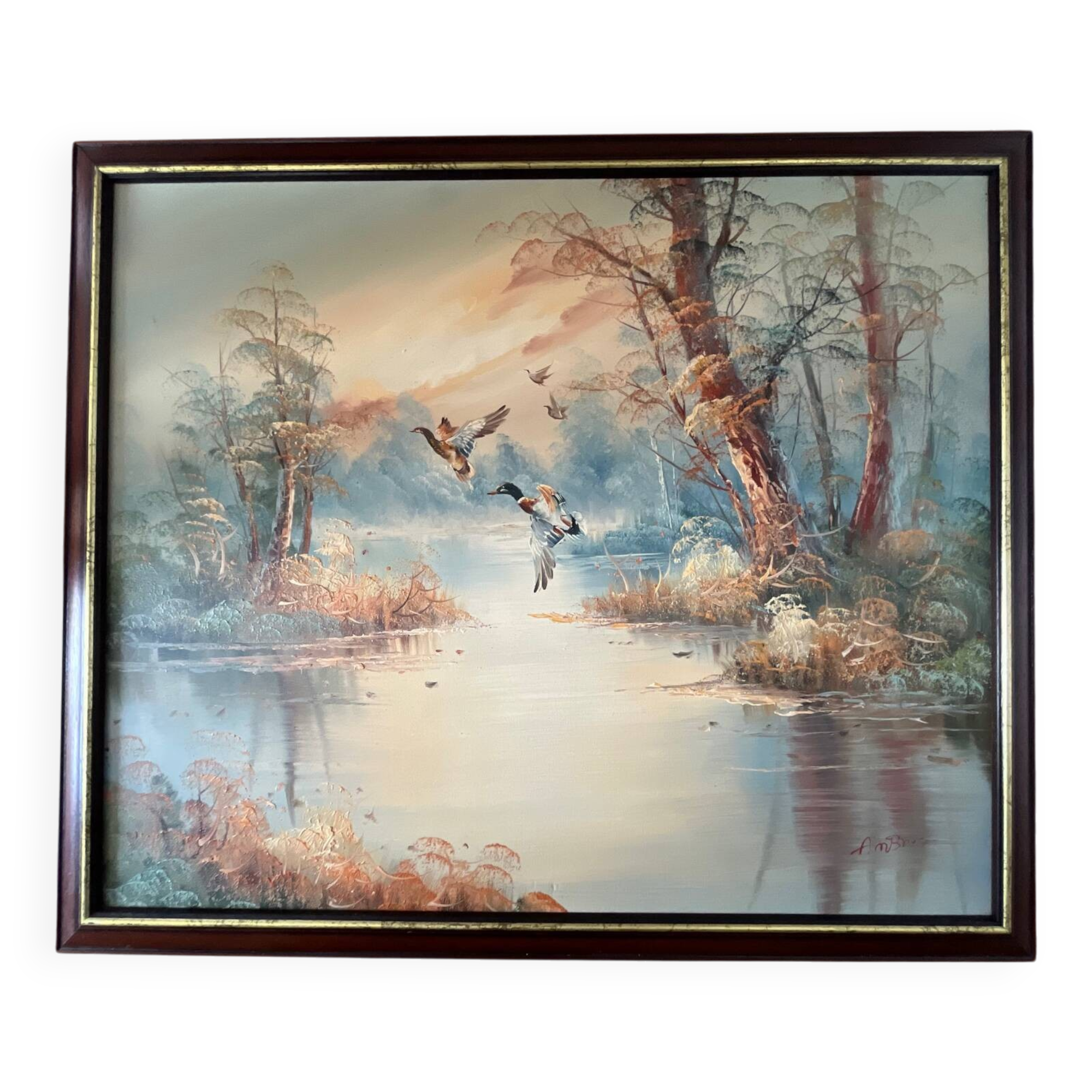 Painting: oil on canvas - lake landscape