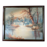 Painting: oil on canvas - lake landscape