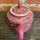 Antique MUN SHOU Teapot Pink Porcelain Flower Decor China Vintage #