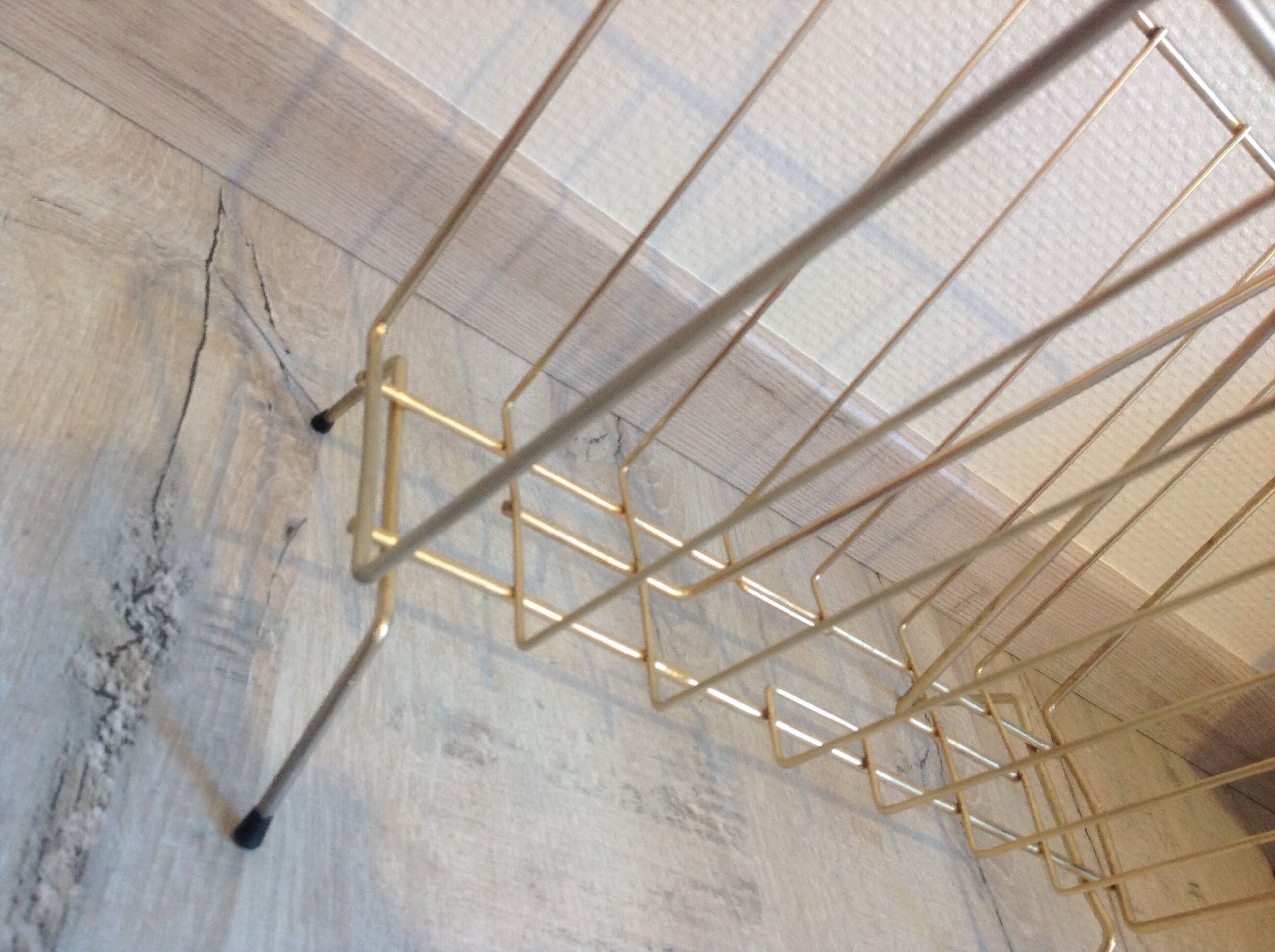 Vintage gold metal magazine door and bamboo handle / vintage 60s-70s