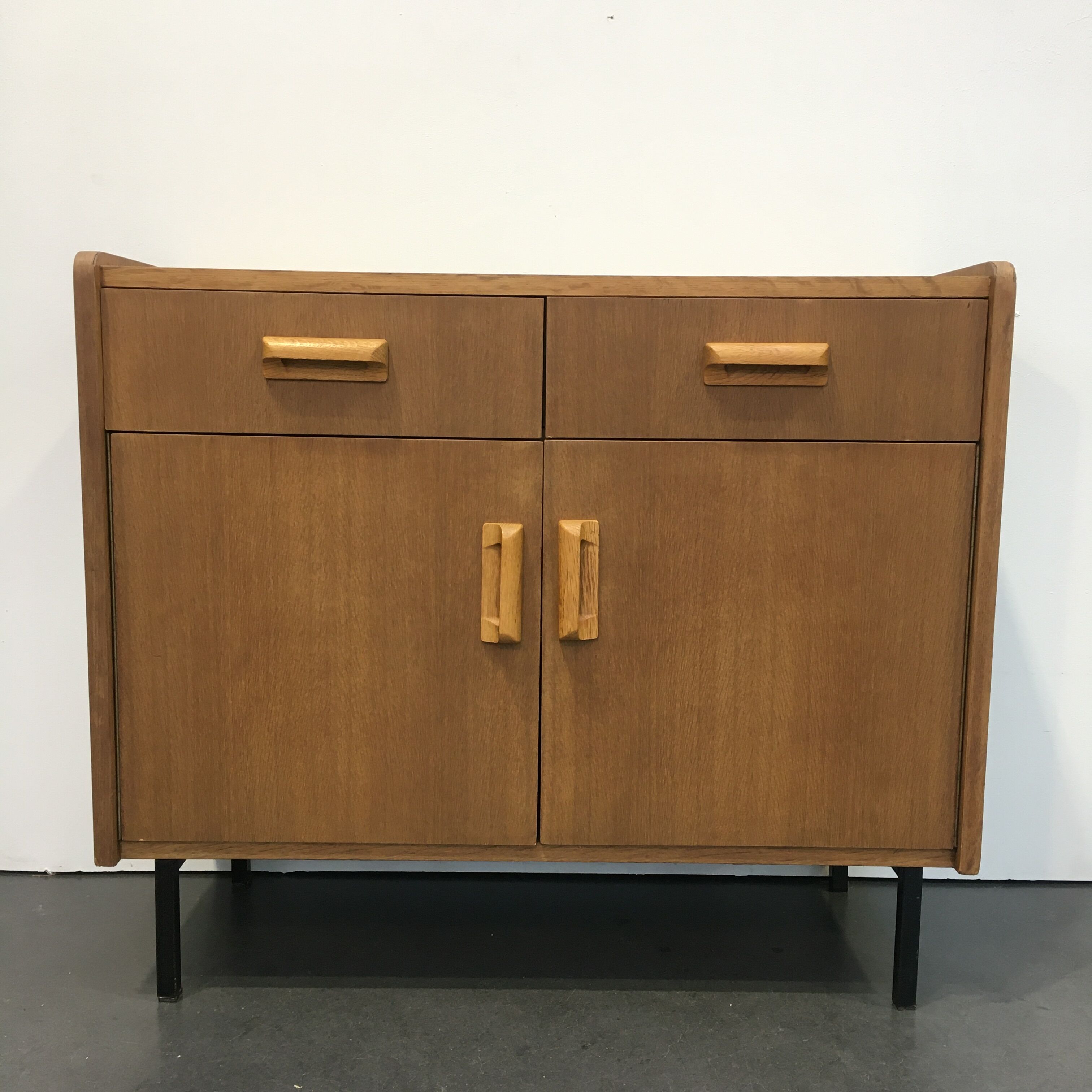 60s oak storage cabinet
