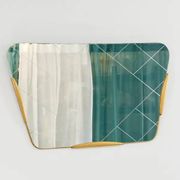 Large Trapezoidal Golden Wall Mirror With Engraved Diamond Pattern, Austria, 1950s