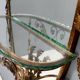 Entryway Mirror and Brass and Glass Console by Pierluigi Colli with Floral Frame