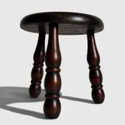 French Art Deco Tripod Stool in Chestnut, Attributed to Dudouyt, 1940s