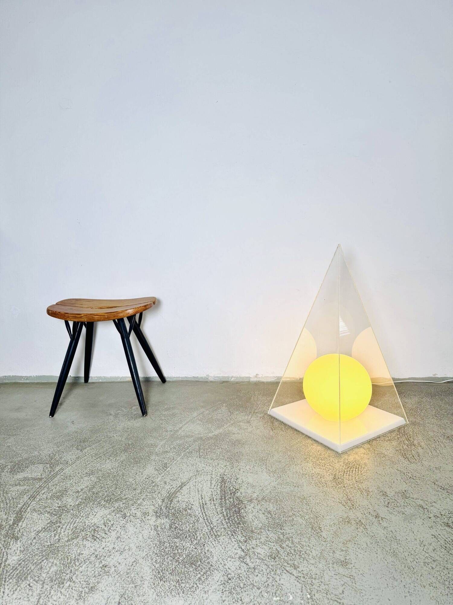 Pyramid & Glass Sphere Table Lamp By Harco Loor For Harco Loor Design, The Netherlands 1980S