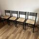 Ensemble de 4 chaises noires italiennes 1970s