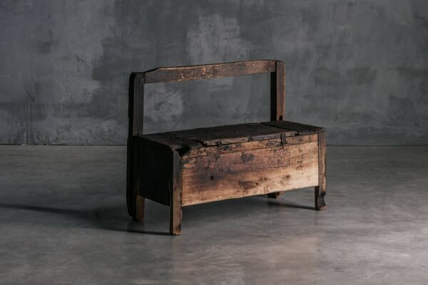 Banc Coffre Primitif Wabi Sabi, France, 19ème Siècle