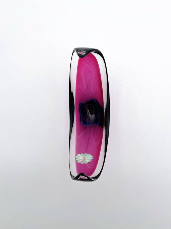 Coupe Gondole Murano Cristal Sommerso Fuchsia Turquoise Etiquette 19cm