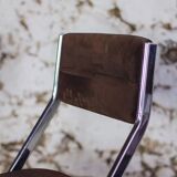 5 tubular chairs in suede and chrome by Roche Bobois, 1970.