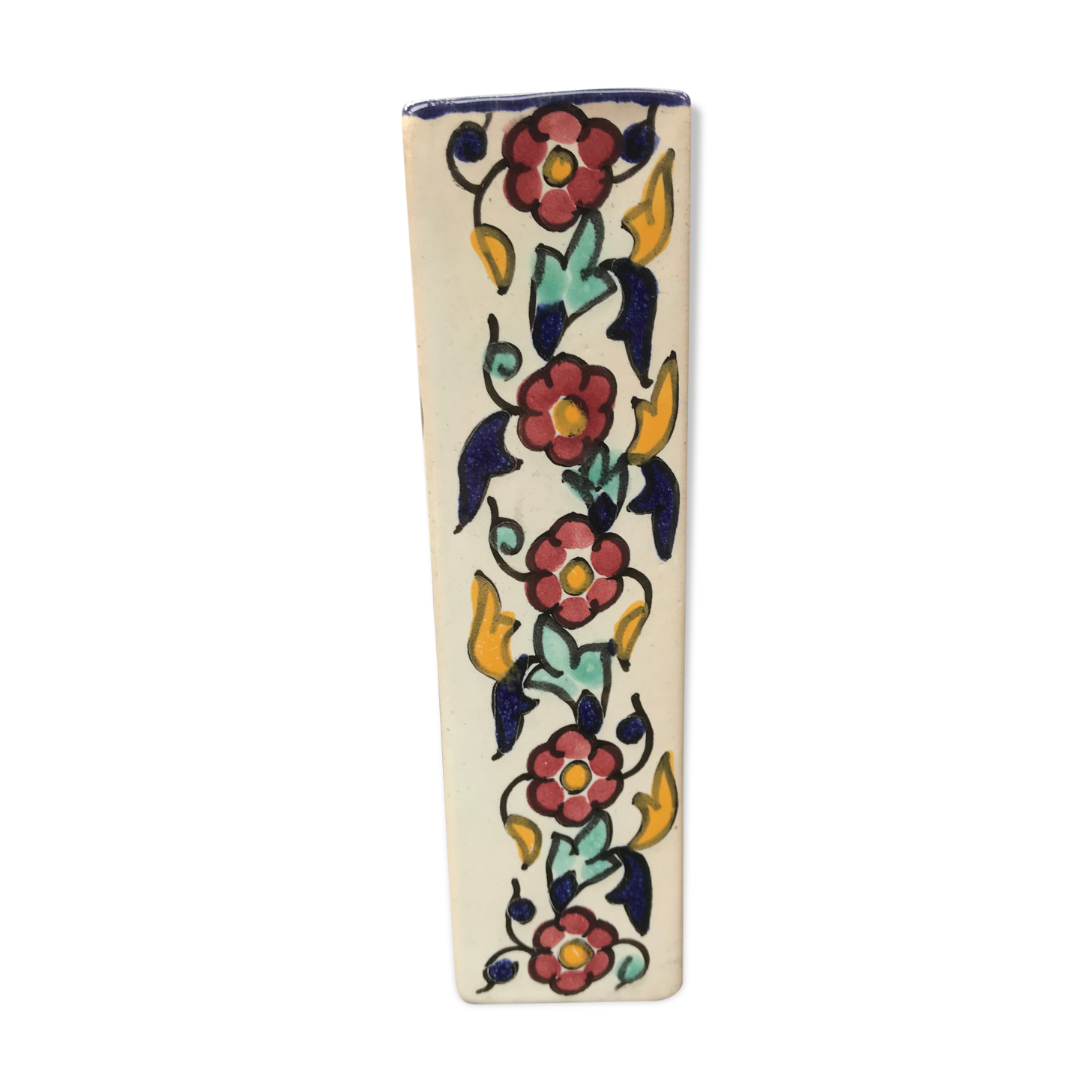 Former vase square ceramic decor vintage flowers
