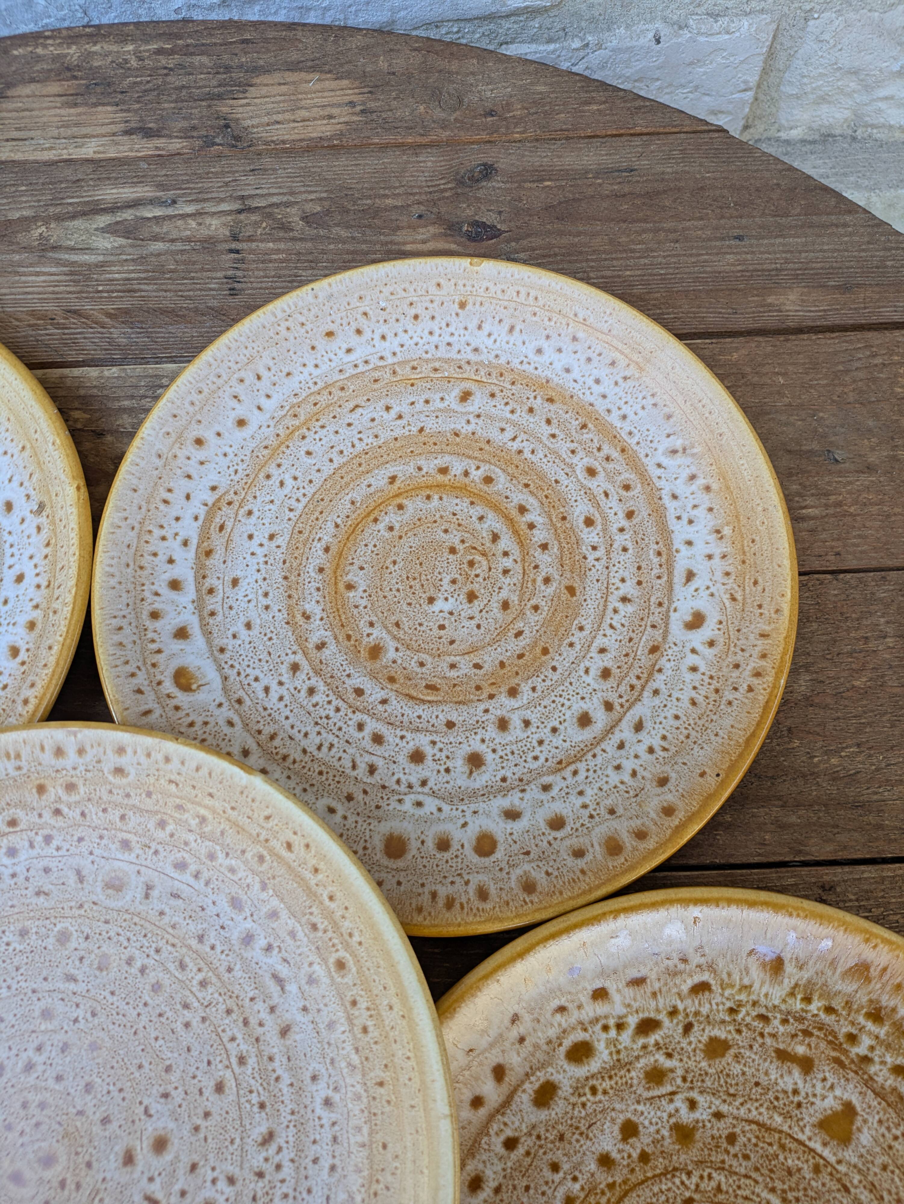 Set of 6 flat plates in stoneware Niderviller model Fauve from the 60s/70s.