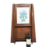 Art nouveau oak wall shelf with built-in frame