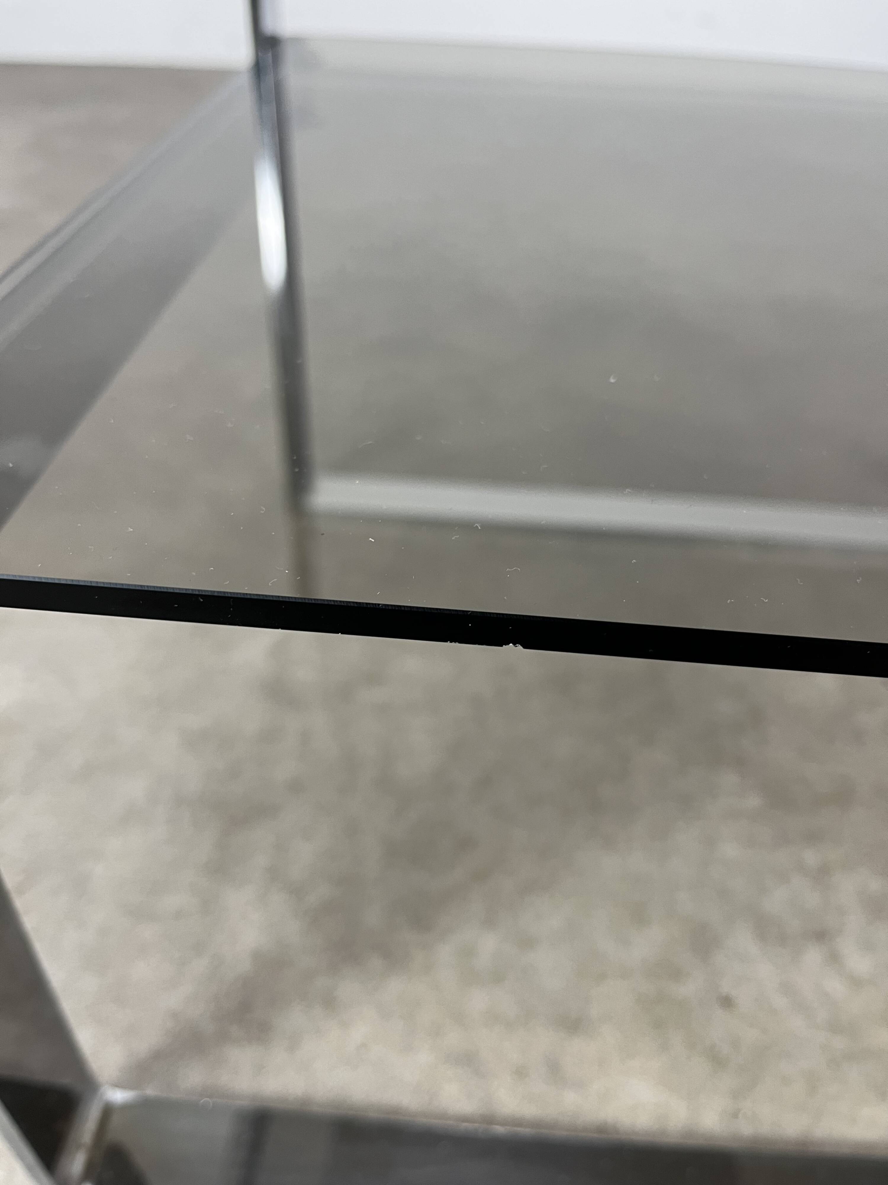 Chrome metal and smoked glass side table, 70s, side table