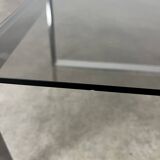 Chrome metal and smoked glass side table, 70s, side table