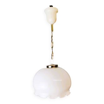 Simple minimalist milk glass hanging lamp 1980s