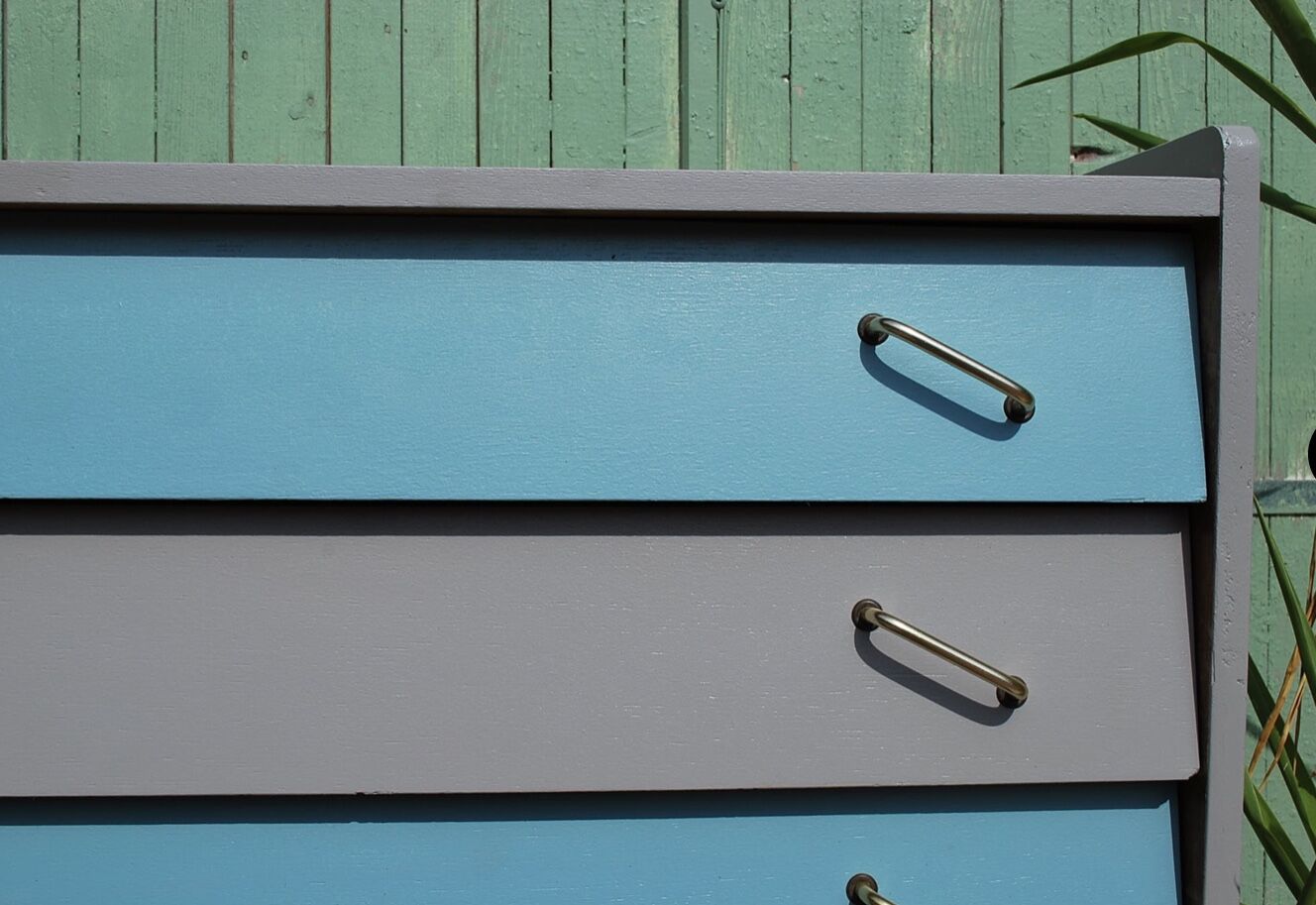 Renovated blue vintage chest of drawers