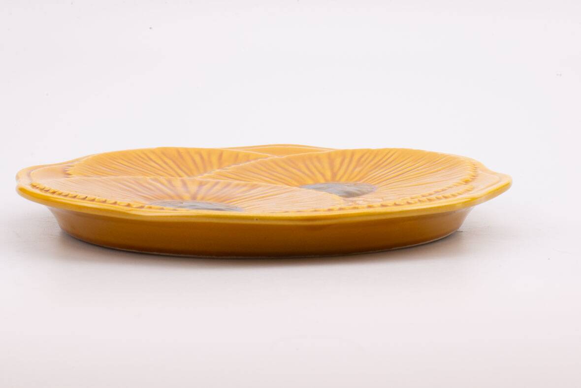 Vintage Vallauris ceramic plate - 1960s yellow floral design