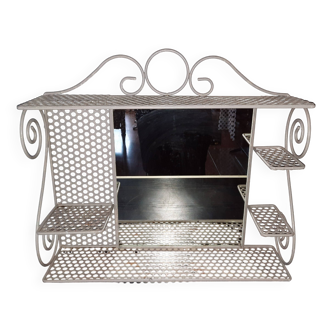 Vintage metal shelf with mirror