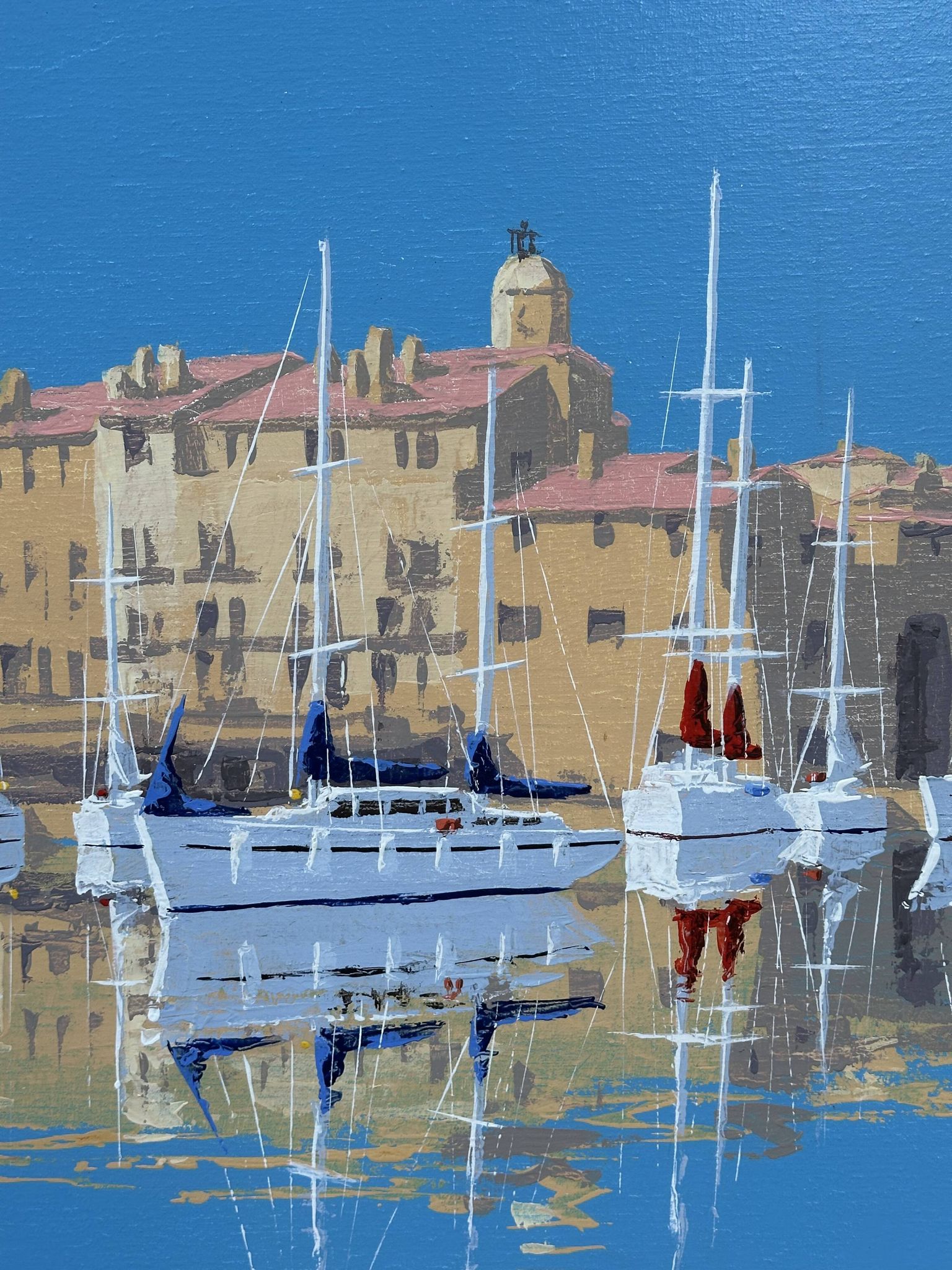 Patrick TURION Large Oil Port of Saint TROPEZ 80x80cm Exhibitions