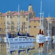 Patrick TURION Large Oil Port of Saint TROPEZ 80x80cm Exhibitions