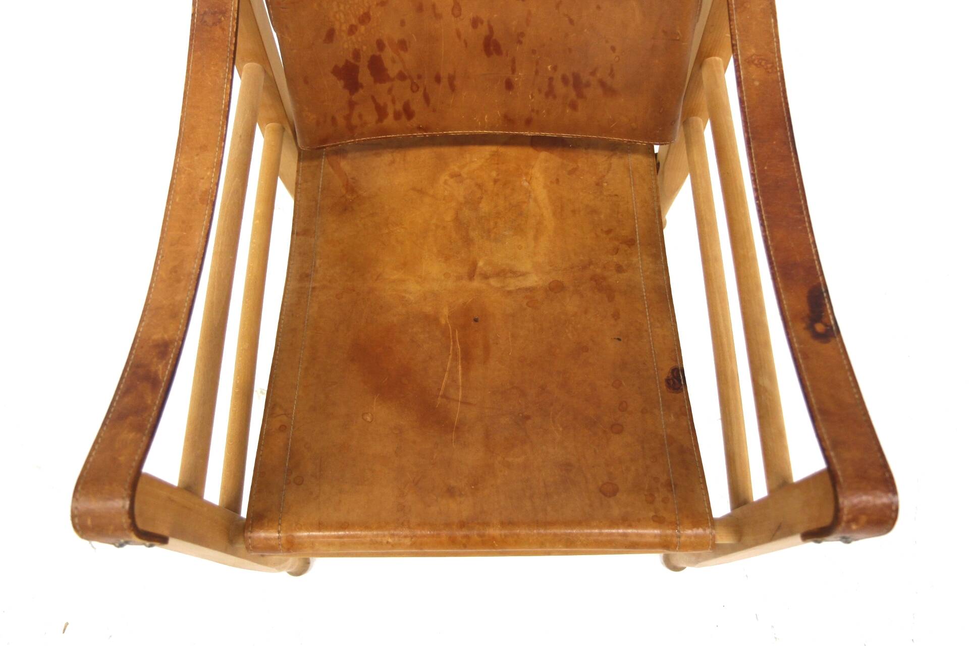 Leather “Safari” armchair, Aage Bruun & Son, Denmark, 1960s