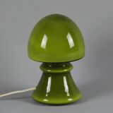 Vintage 1970s Flygsfors Orrefors Green Glass Mushroom Lamp, Sweden.
