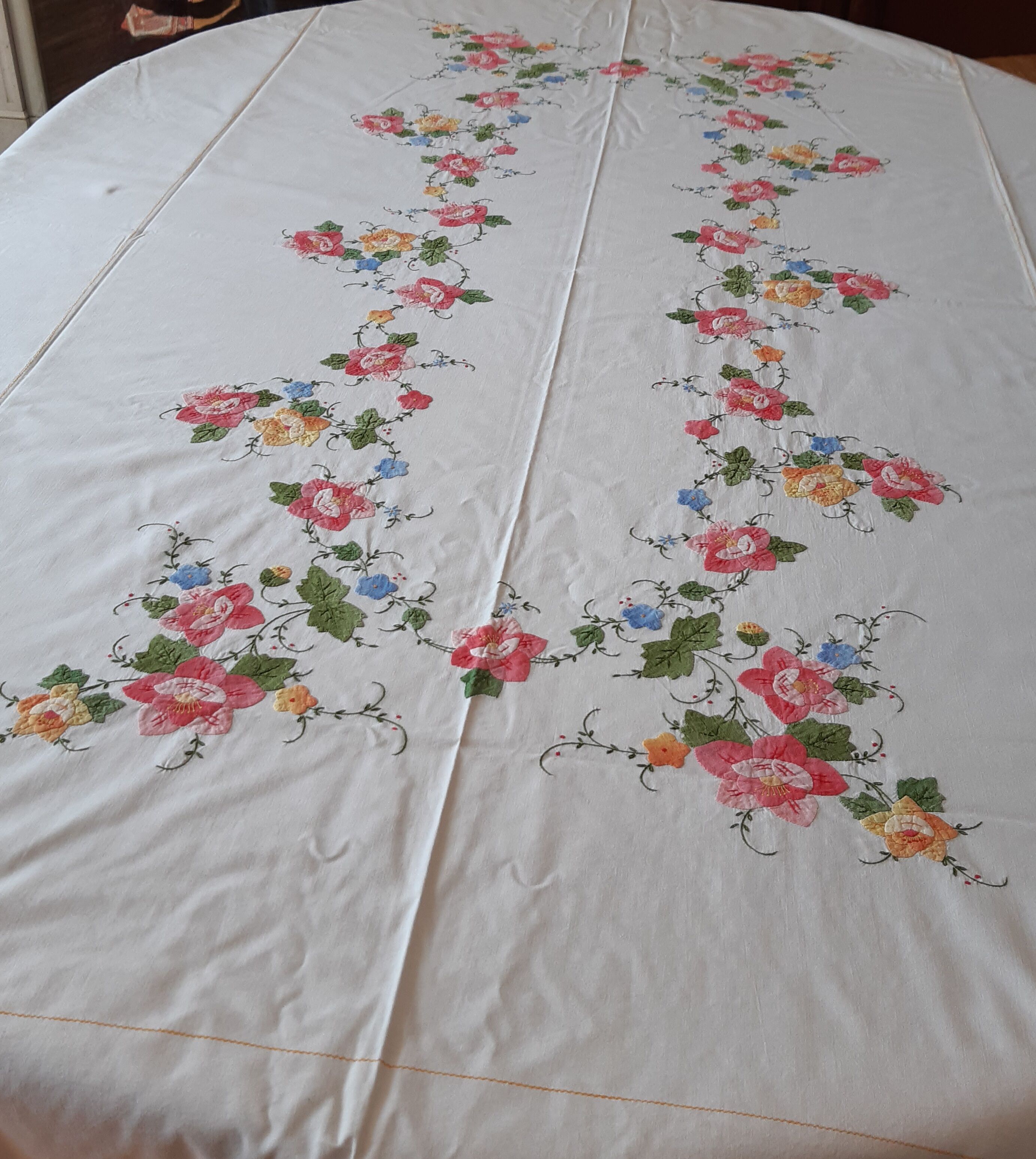 Hand embroidered tablecloth