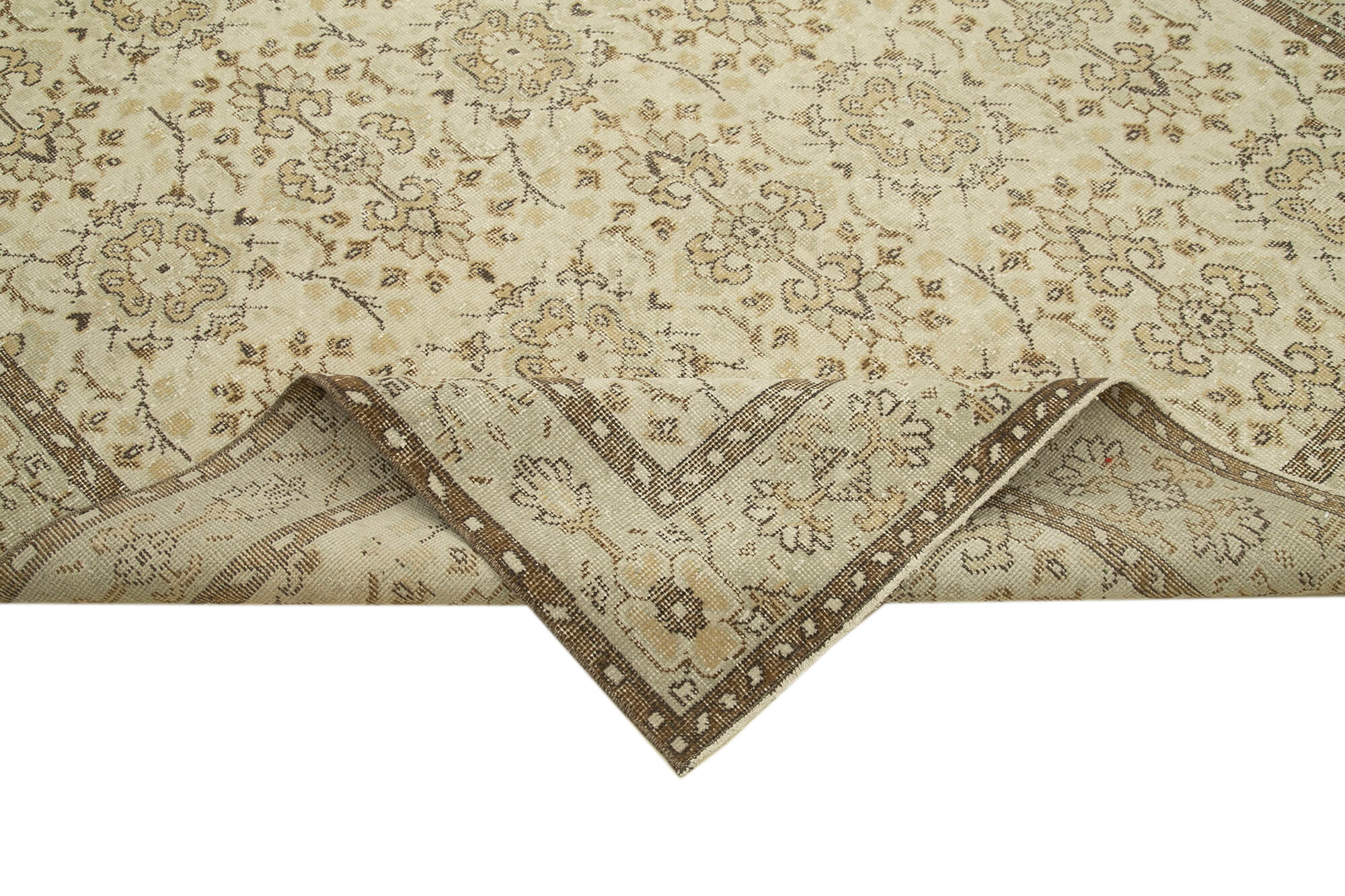Handwoven wool anatolian beige rug 187 cm x 310 cm