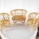 Fauteuils et canapé miniatures en osier design années 70