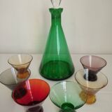 Lila foot glasses and its decanter