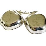 Vintage double apple metal silver-plated pocket tray – 1970s